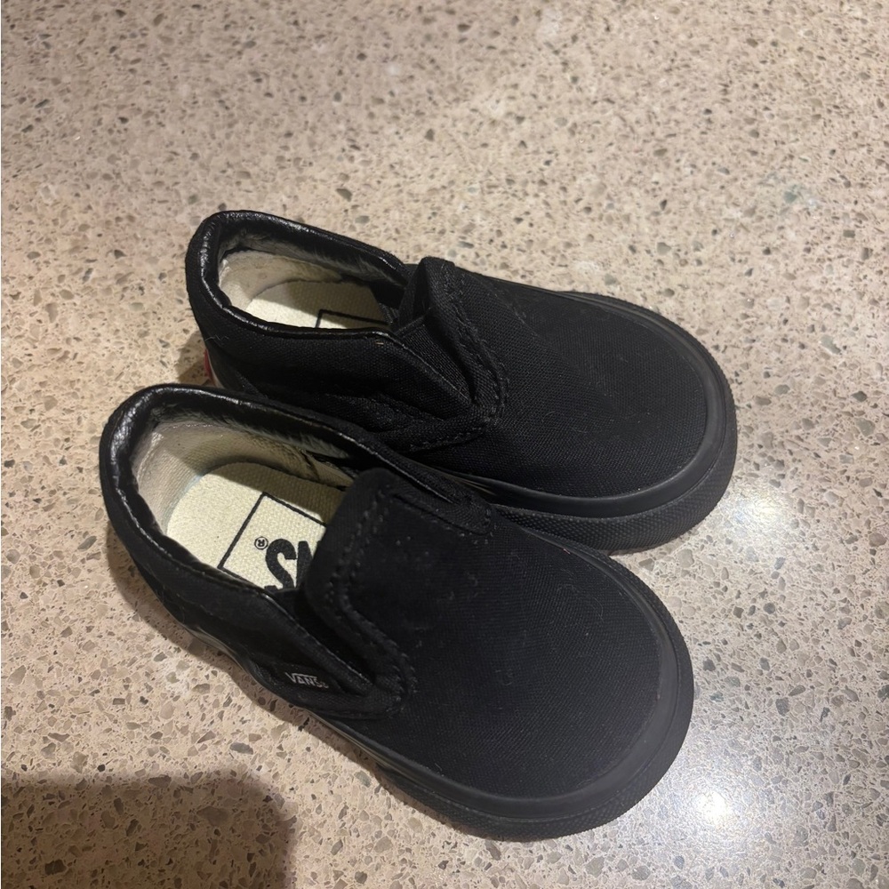 Vans Black Slip-On Canvas Rubber Sole